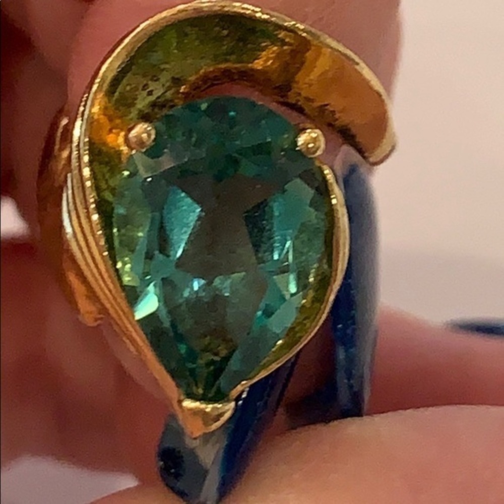 UTC gold vermeil sterling silver 925 modern green - Picture 7 of 9